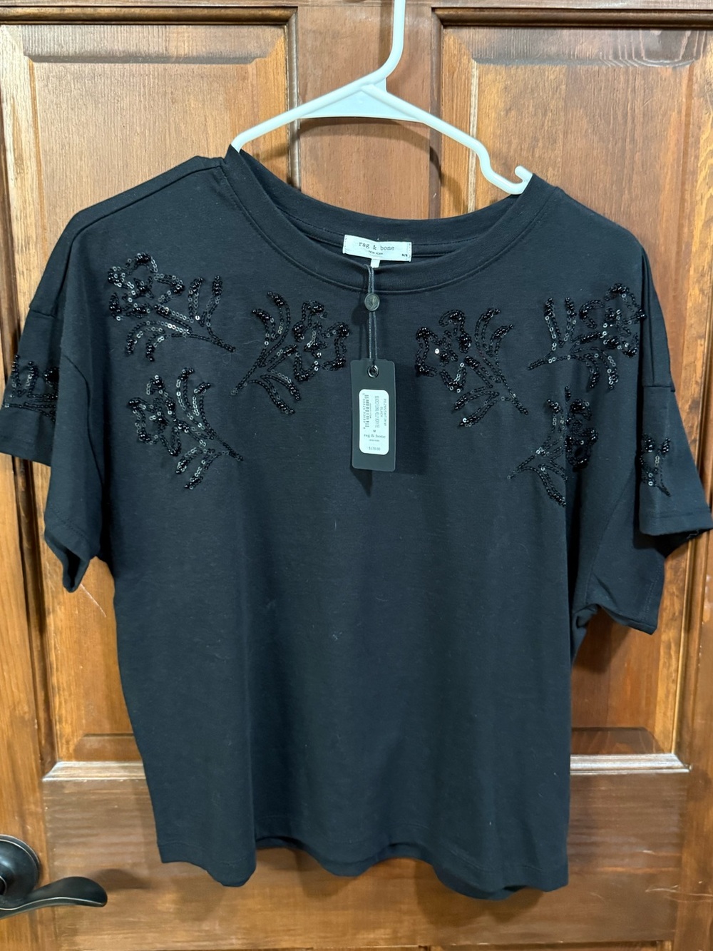 Rag & Bone Beaded Floral Kelly Boxy Tee Size M